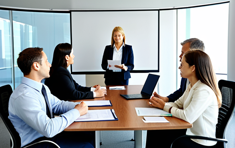 Business Meeting**
"A diverse group of professionals in a modern office setting, engaged in a business meeting. Some are seated at a conference table reviewing documents, while others are presenting on a screen. Everyone is fully clothed in appropriate business attire, safe for work. The atmosphere is collaborative and focused. Natural lighting, professional environment, perfect anatomy, well-formed hands, proper finger count, high resolution."
**