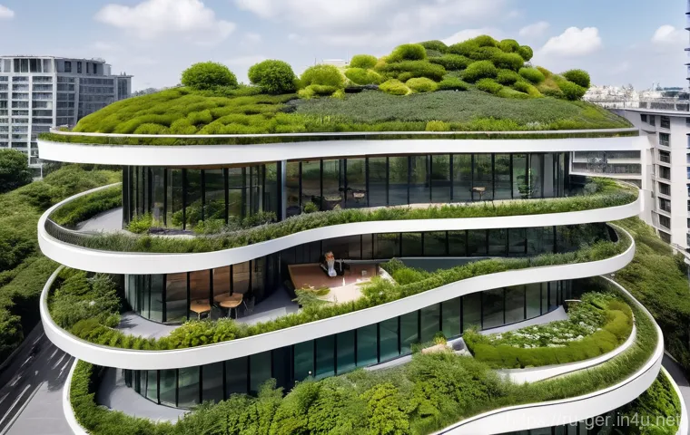 독일의 현대 건축 - Prompt 1: Green Urban Oasis with Futuristic Design** 독일의 현대 건축 - Prompt 1: Green Urban Oasis with Futuristic Design**