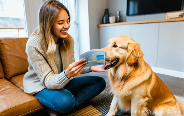 독일에서 강아지와 함께 여행하기 - **A joyful Golden Retriever and its smiling owner preparing for a trip to Germany.** The scene is se...
