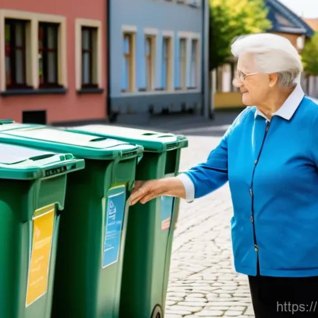 독일의 리사이클링 시스템 - **Prompt 1: The First Lesson in German Waste Sorting**
"A bright, sunny morning in a neat, order...