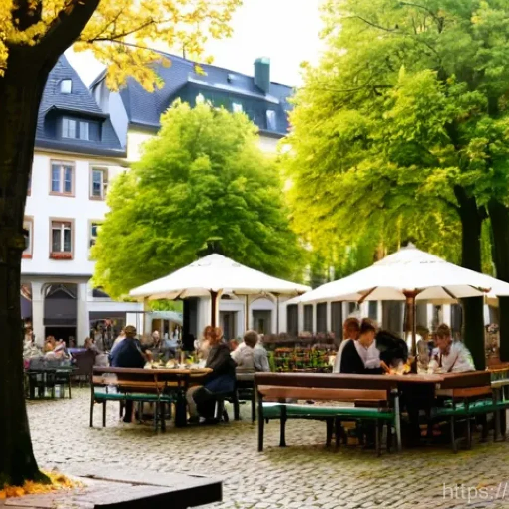 독일의 기후와 날씨 - **Prompt:** A dynamic, picturesque scene in a historic German town square during a transitional seas...