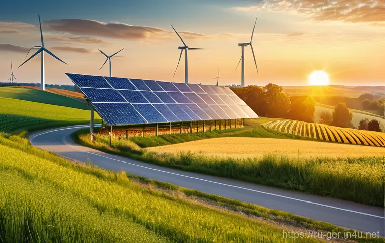 독일의 재생 에너지 정책 - **Prompt 1: Germany's Green Energy Revolution - Wind and Solar Harmony**
    "A stunning panoramic v...