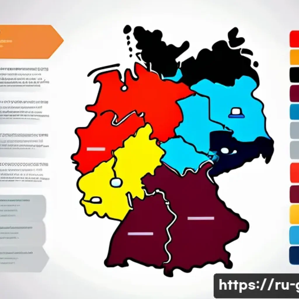독일의 정치 구조 - A detailed political map of Germany highlighting the federal structure, showing the 16 L&auml;nder (state...