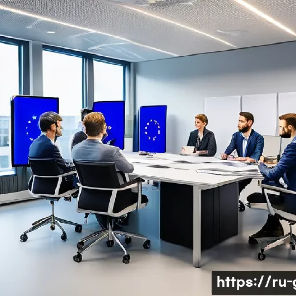 독일에서 일할 때 필요한 비자 종류 - A modern office setting in Germany showing a diverse group of highly skilled professionals&mdash;engineers...