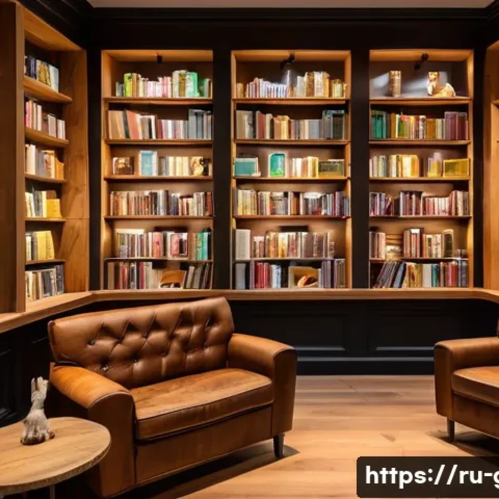 독일의 서점 문화 - A cozy German bookstore interior featuring warm wooden shelves filled with books, soft ambient light...