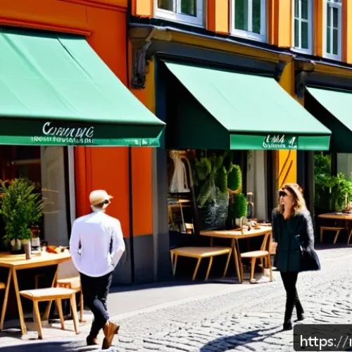독일에서 쇼핑하기 좋은 곳 - A vibrant German fashion district street scene in Berlin Mitte during a sunny morning, featuring a m...