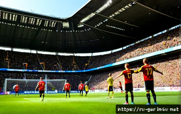독일에서 인기 있는 스포츠 - Photorealistic wide-angle scene of a popular German football match in a modern stadium, diverse adul...